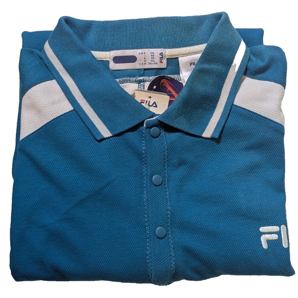 NWT Vintage 1999 Fila Tennis Masters Series Polo Shirt Men's XXL Teal Colorblock
